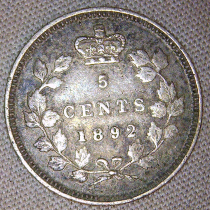 1892 Canada 5 Cent Silver Victoria