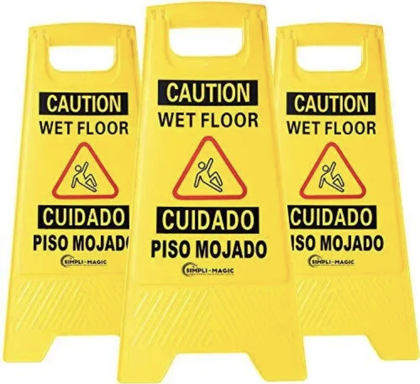 Simpli-Magic Wet Floor Caution Signs Premium Yellow 3 Pack