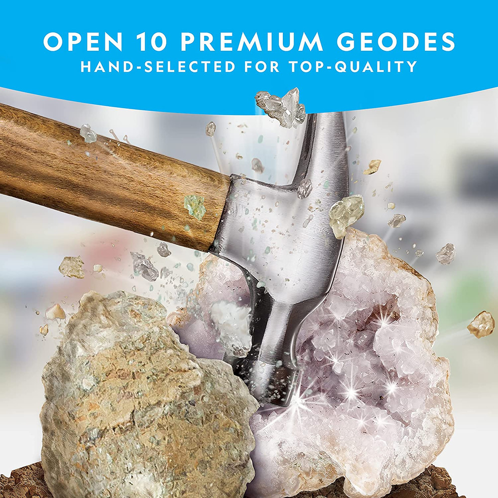 National Geographic Break Open 10 Premium Geodes – Includes Goggles & 2 Display