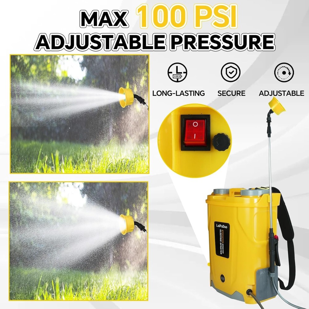 Battery Backpack Sprayer 5.3Gal Electric Adjustable