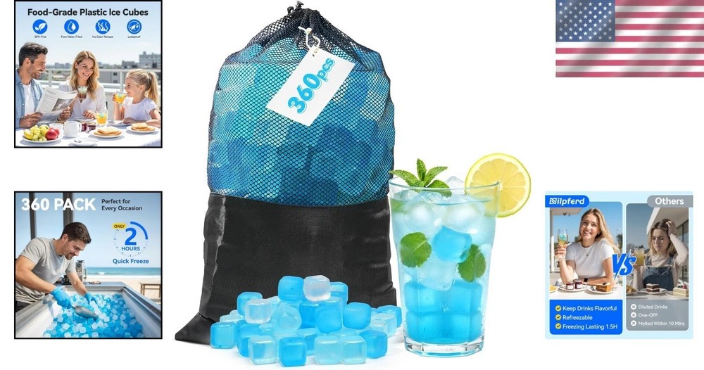 360 Pack Reusable Ice Cubes BPA-Free for Drinks Lunch Coolers Ice Baths