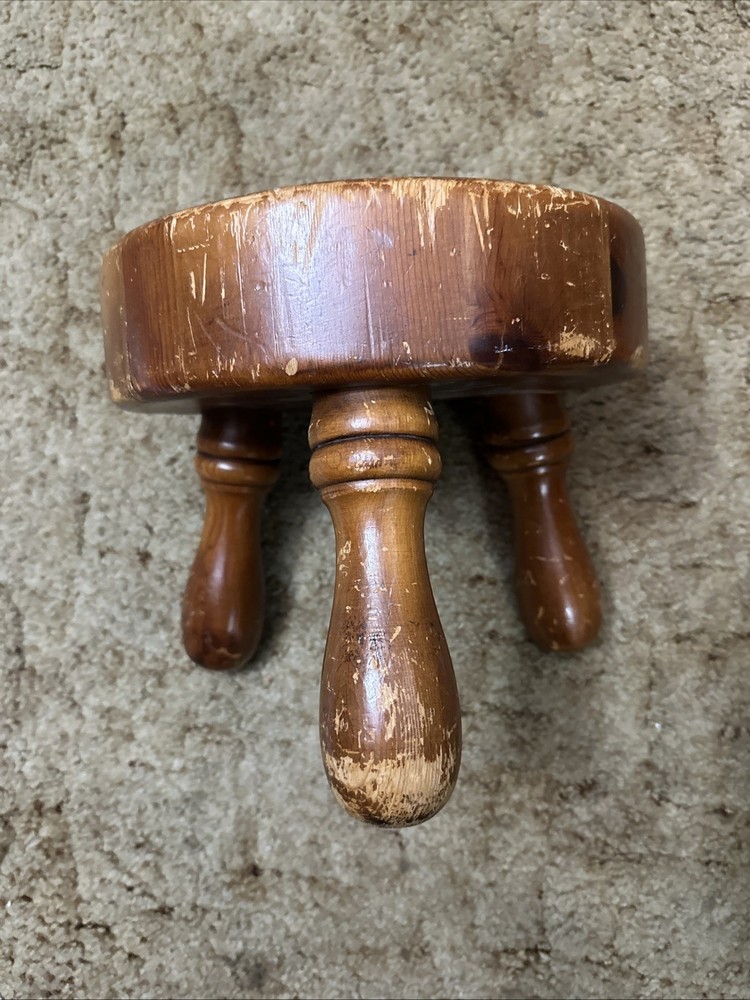 Wood Milking Stool 3 Legs &Handle Authentic Product