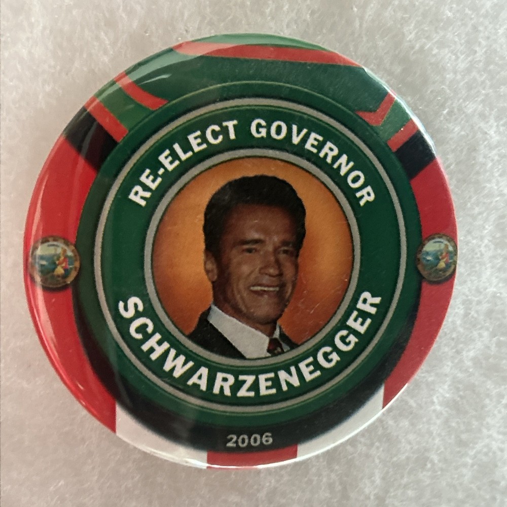 Re-elect Governor Schwarzenegger  3” pinback button pin