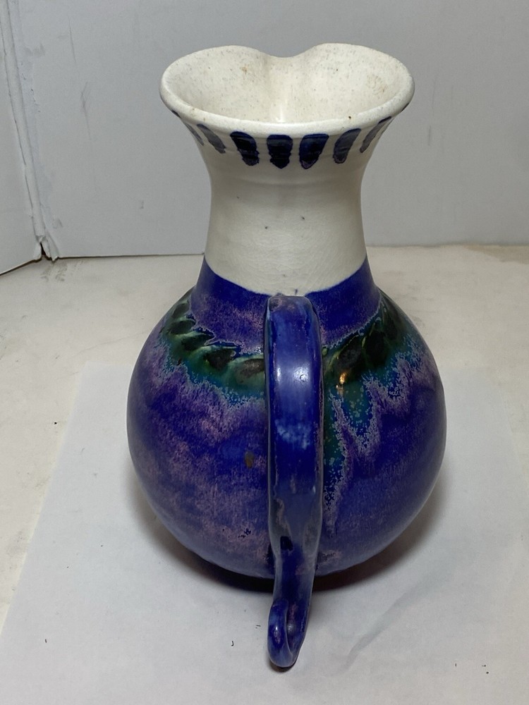 PLOUGHPENNY POTTERY MULTICOLORED PITCHER SIGNED LISA