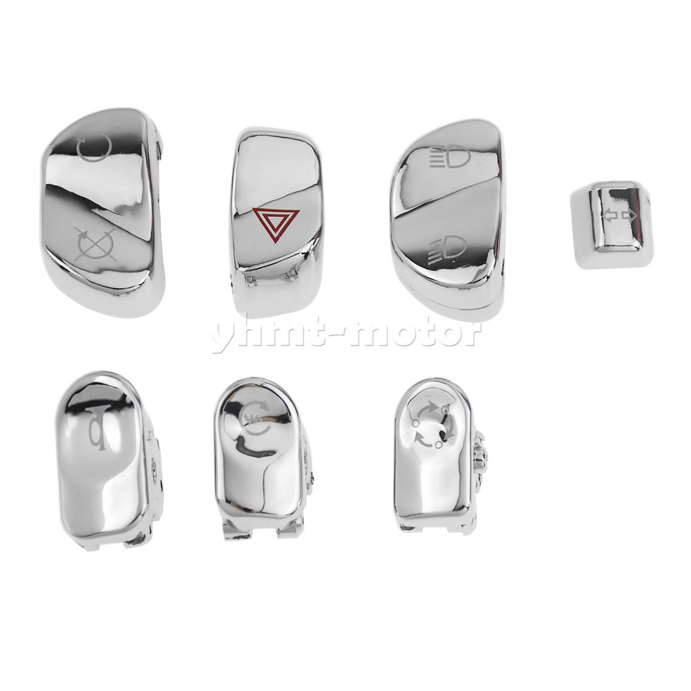 7 Pcs All Chrome Handle Switch Housing Cap Button Replacement Cover For Victory