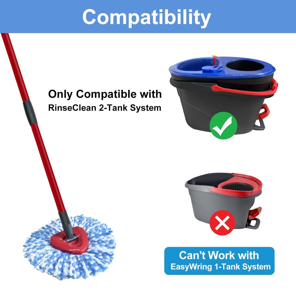 Spin Mop Replace Head Mop Handle And Base Compatible With Ocedar Rinseclean 2tan