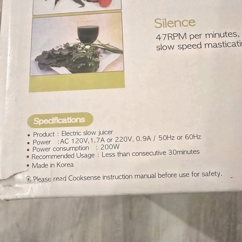 JUICER -Cooksense HD-7700 Slow Juicer