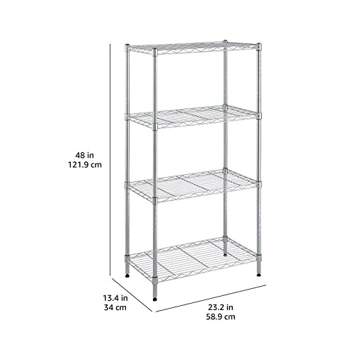 Amazon Basics 4-Shelf Adjustable Storage Shelving Unit for Garage, Steel Wire