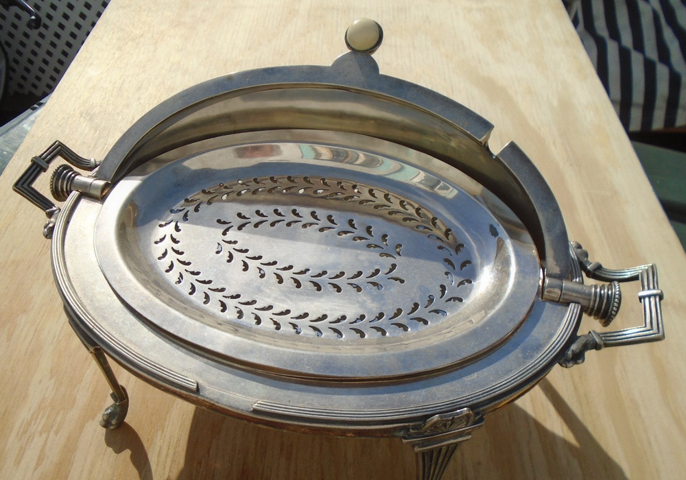 Breakfast Warmer Hallmarked Rolltop England Silverplate