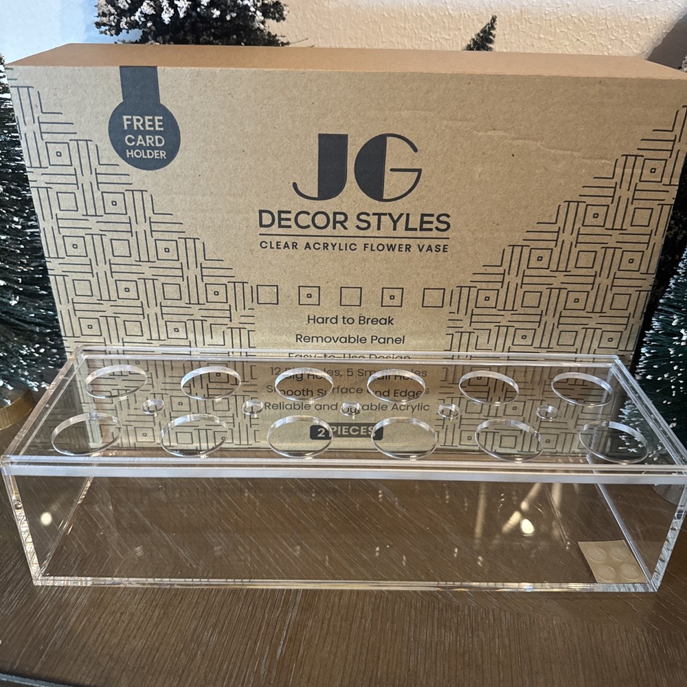 2 Pack Clear Acrylic Vase for Flowers Rectangular Vase