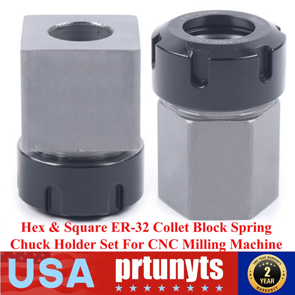 Hex & Square ER-32 Collet Block Spring Chuck Holder Set For CNC Milling Machine