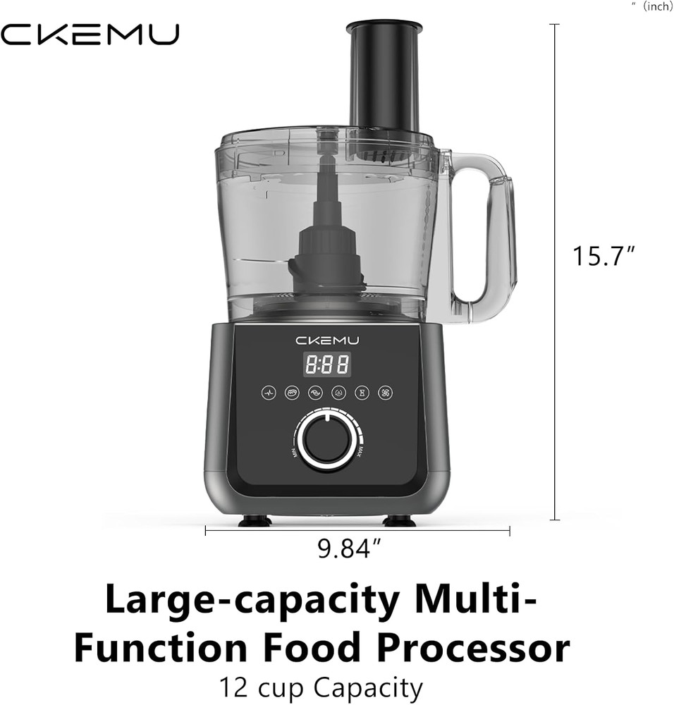 SMART FOOD PROCESSOR AND VEGETABLE CHOPPER, 12 CUP BOWL 6 FUNCTION