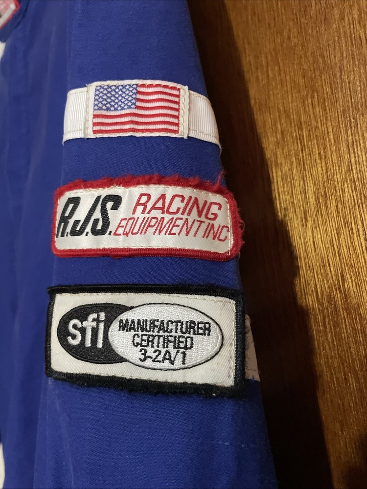 R.J.S. Racing Jacket SFI 3-2A/1 Single Layer Blue Size Medium Preowned