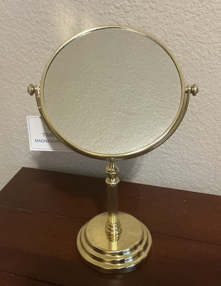 Vintage Kimball & Young Vanity Stand Mirror 6” Solid Brass Frame