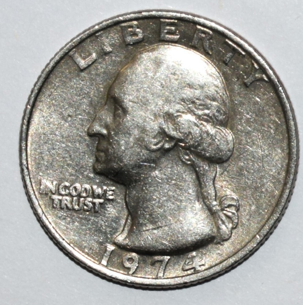 1974 Quarter Error No Mint Mark Missing Claw/Foot, Weak Strike, Missing I's DD +
