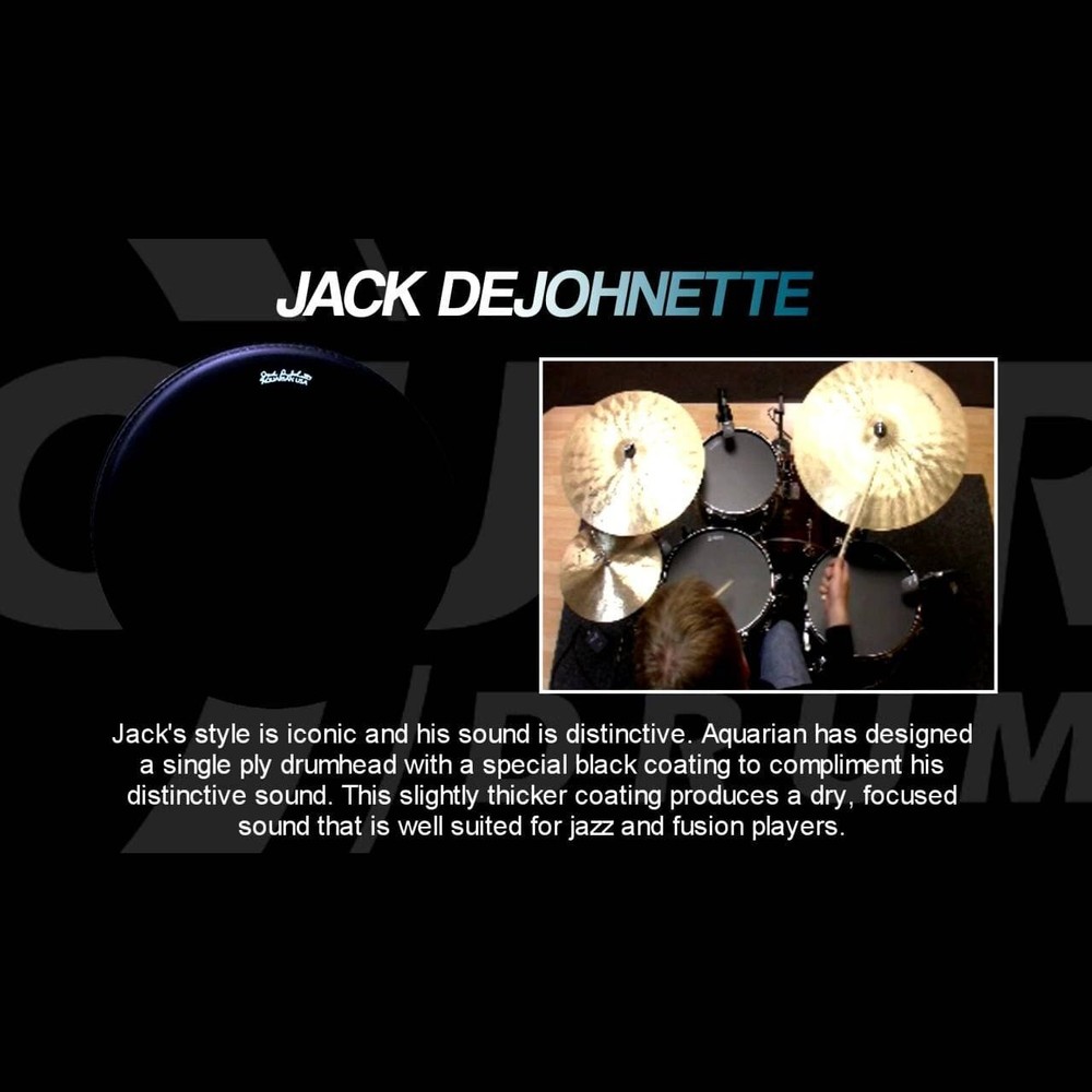 Aquarian Jack DeJohnette Coated Black Drumhead 10"