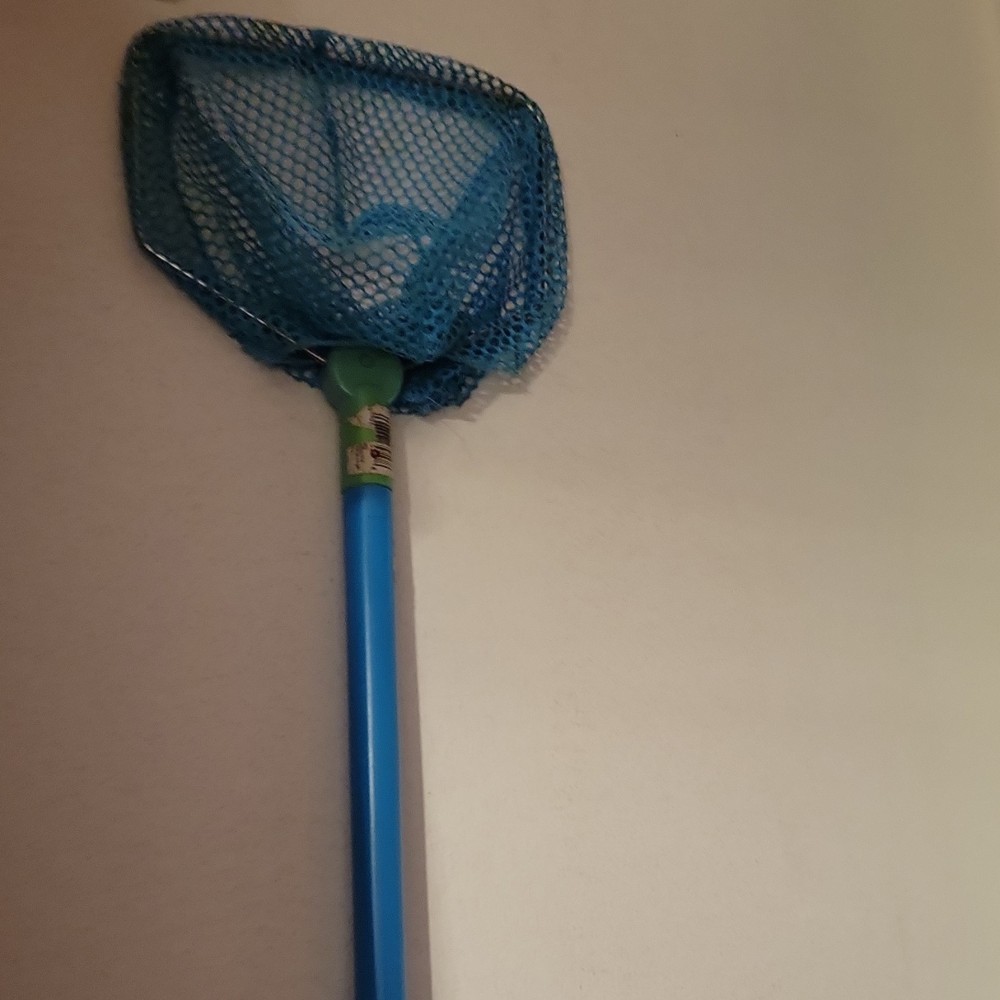 Blue Pool Leaf Net Rake with Handle Plastic Nylon
