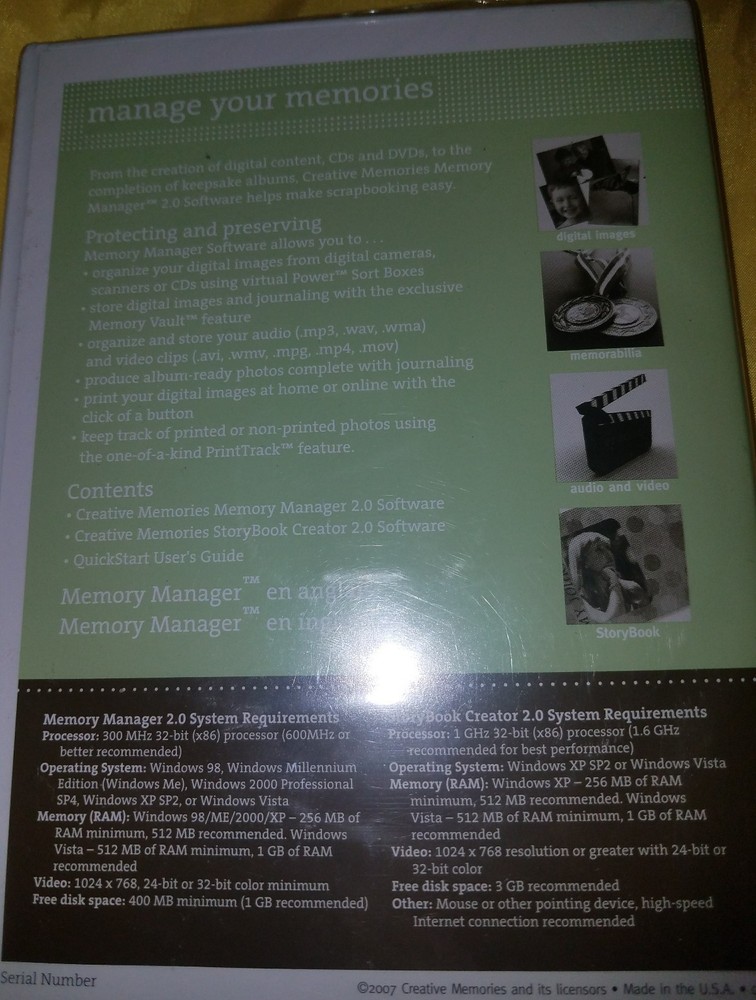 Creative Memories Memory Manager 2.0 Software [New and Sealed]