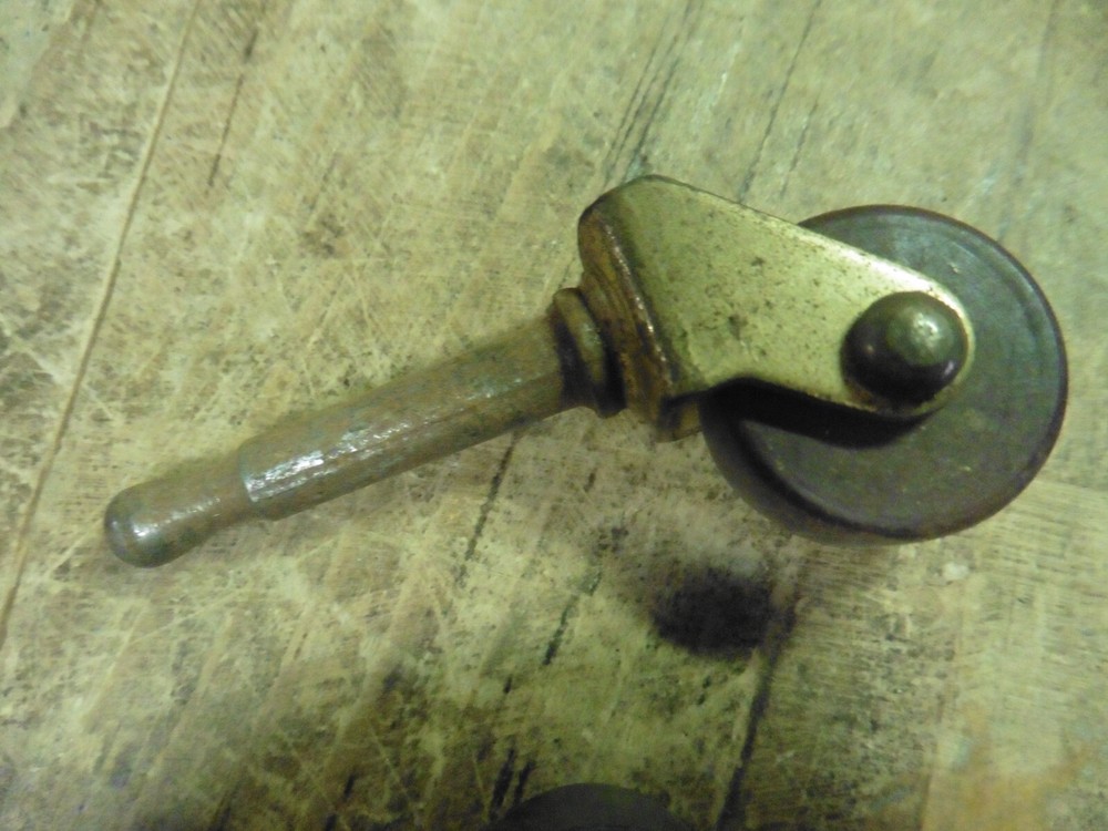 3 Vintage steel  wood caster roller swivel