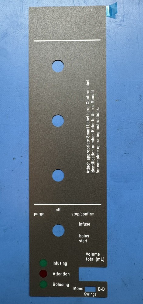 Baxter Bard Infus OR / INFUSOR Front Overlay Label Replacement - NEW