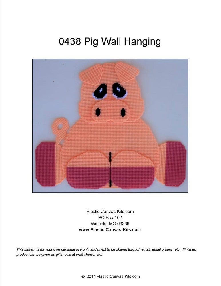 Pig Wall Hanging-Plastic Canvas Pattern or Kit