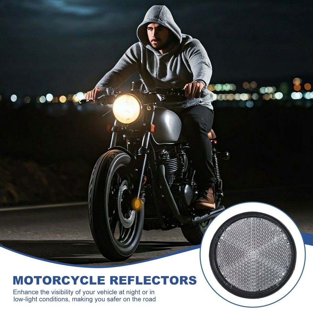 2 Pcs Round Rear Reflectors, Reflective Warning Reflector with M6 Screw White