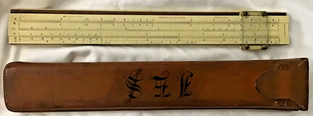 Vintage 1930s K& E POLYPHASE 4053 - 3S 10” / 25 cm Slide Rule Leather Case&Book