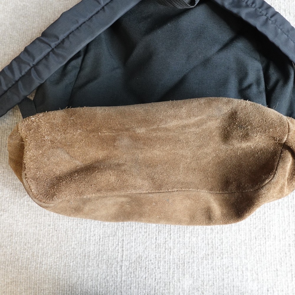 Vintage Jansport Backpack Black Solid Suede Bottom