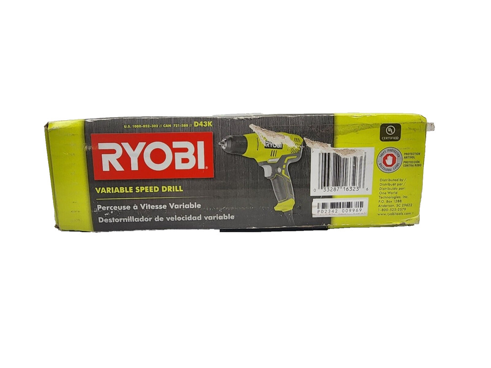 Ryobi D43K Variable Speed Drill With Keyless 3/8" Chuck & Tool Bag