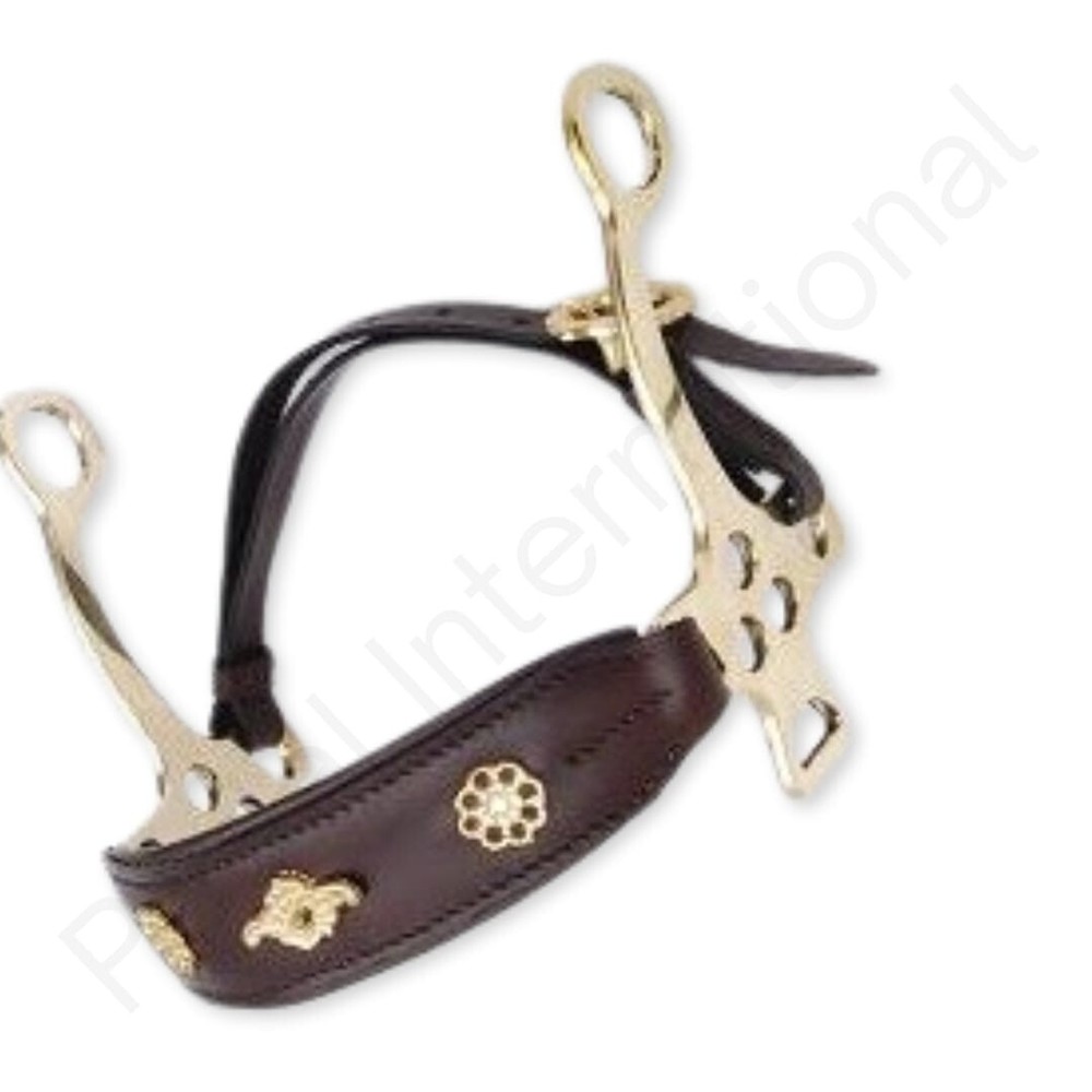 Hackamore Bit - Premium Brass & Soft Brown Leather - Horse Riding Tack