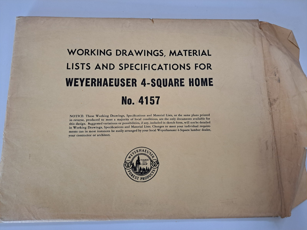 WEYERHAEUSER 4-SQUARE HOME DESIGN PLAN NO 4157 COMPLETE 1950s ARCHITECTURE