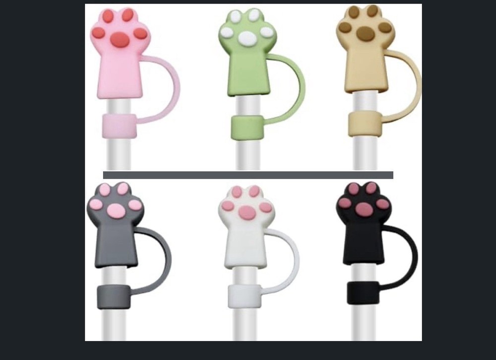 Cat Straw Cover Protector 6 PCs Reusable Drinking Accessories Silicone Topper 3?