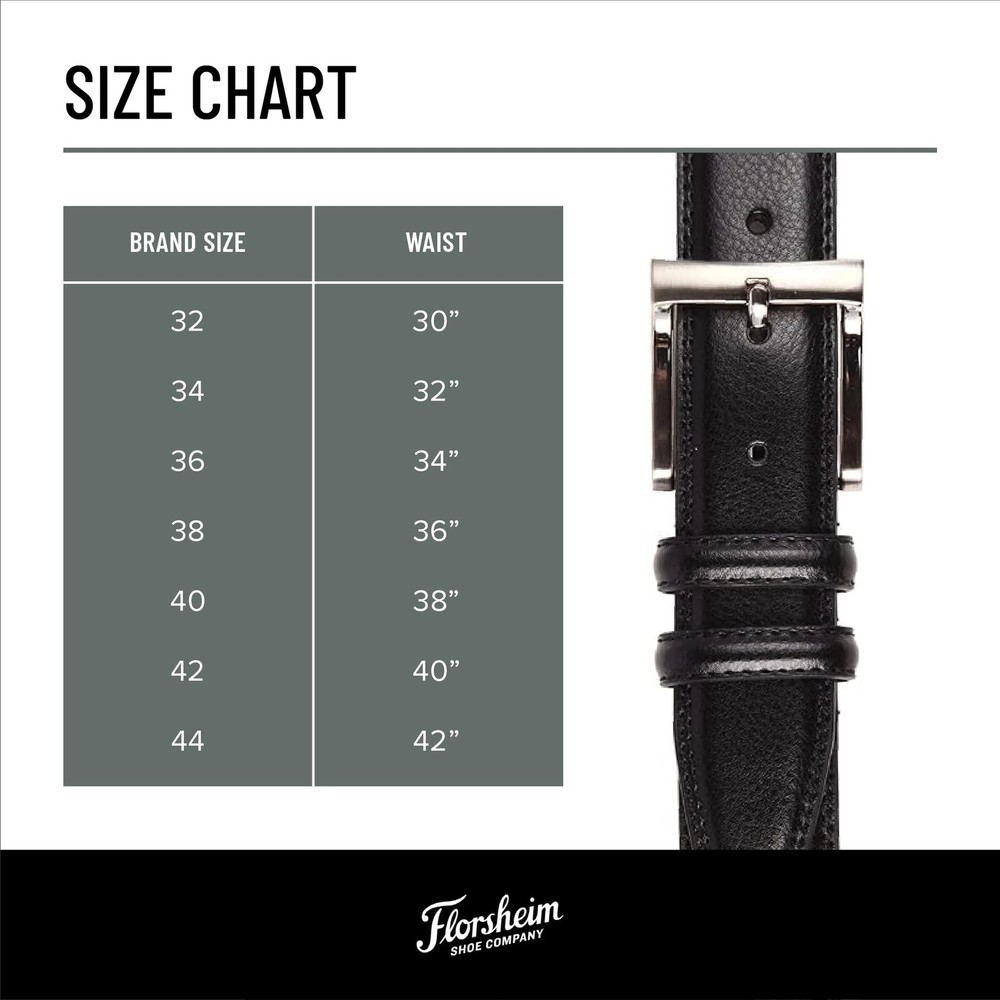 Florsheim 32mm Pebble Grain Leather Belt 42 Black