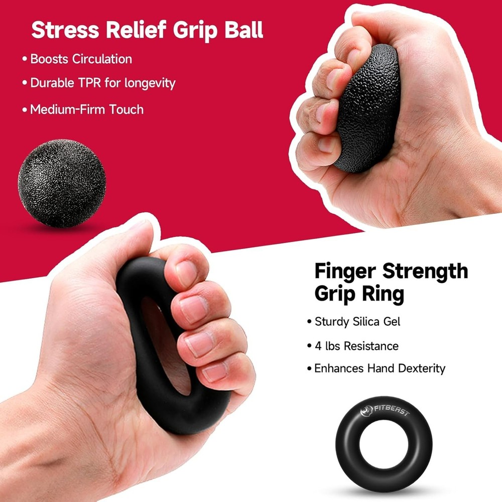 Ultimate Hand Grip Workout Kit: 5 Pack with Adjustable Resistance & Accessories