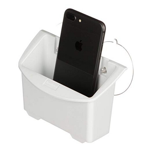 Single Compartment White Plastic GPS and Cell Phone Caddy for Boats