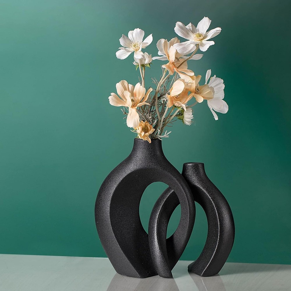 Handmade Ceramic Vase Set with Cuddling Couples Design - Modern & Unique Decor