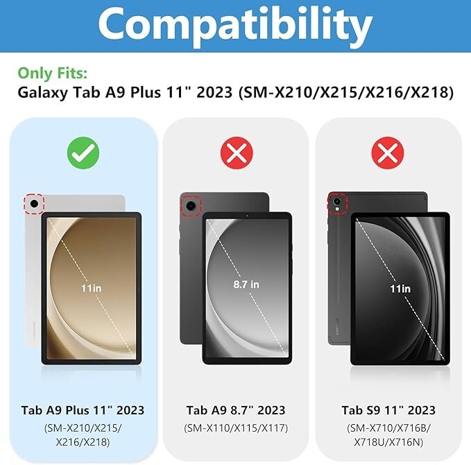 2 Pack Tempered Glass Screen Protector For Galaxy Tab A9 Plus 11 inch Cover