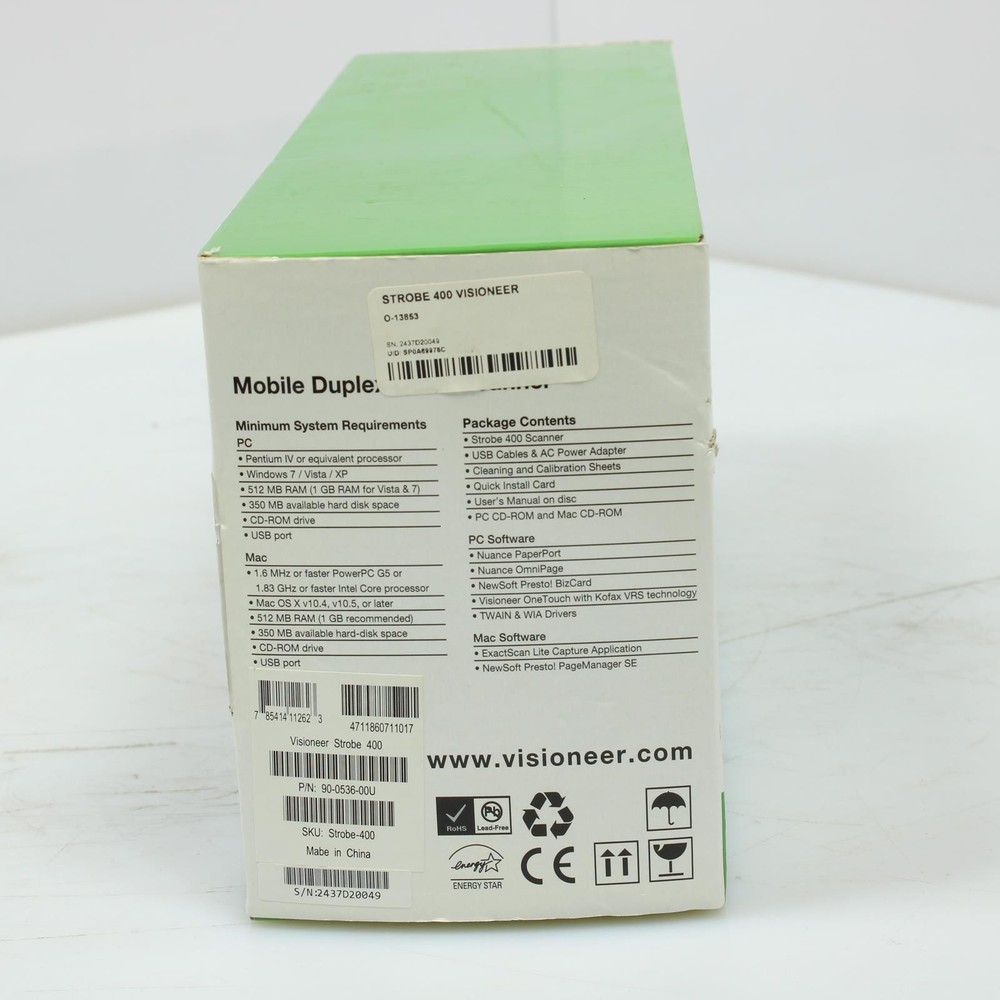 Visioneer Strobe 400 Electronic Portable Sheetfed Scanner