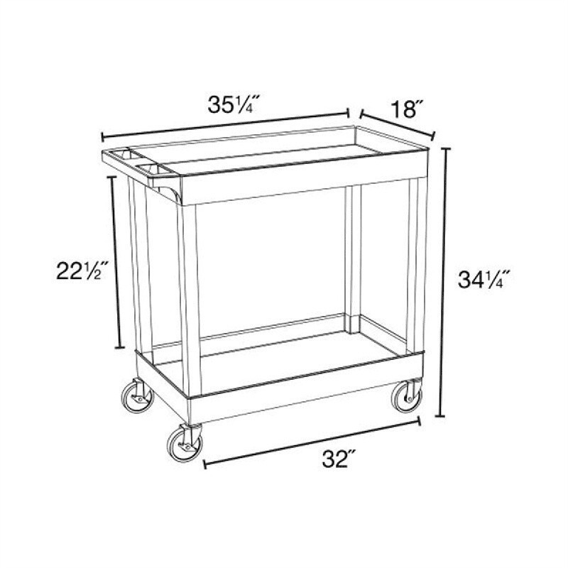 2 Shelf Utility Cart Heavy Duty Rolling Caddy HDPE Locking Casters Multi Purpose