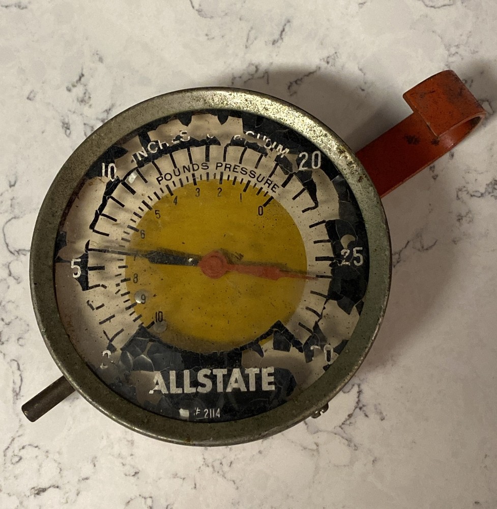ALLSTATE VACUUM PRESSURE GAUGE 2114 Red Untested As-Is