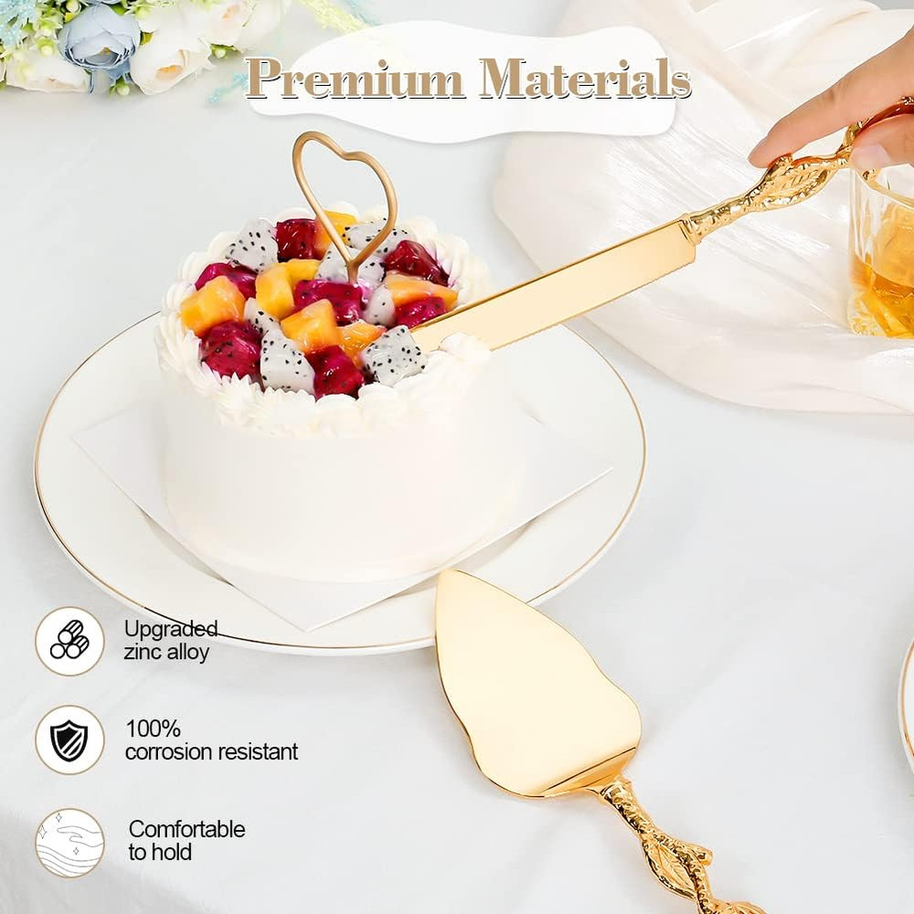 Cake Cutting Set for Wedding, Personalized Gold Cake Knife and Server Set, Custo