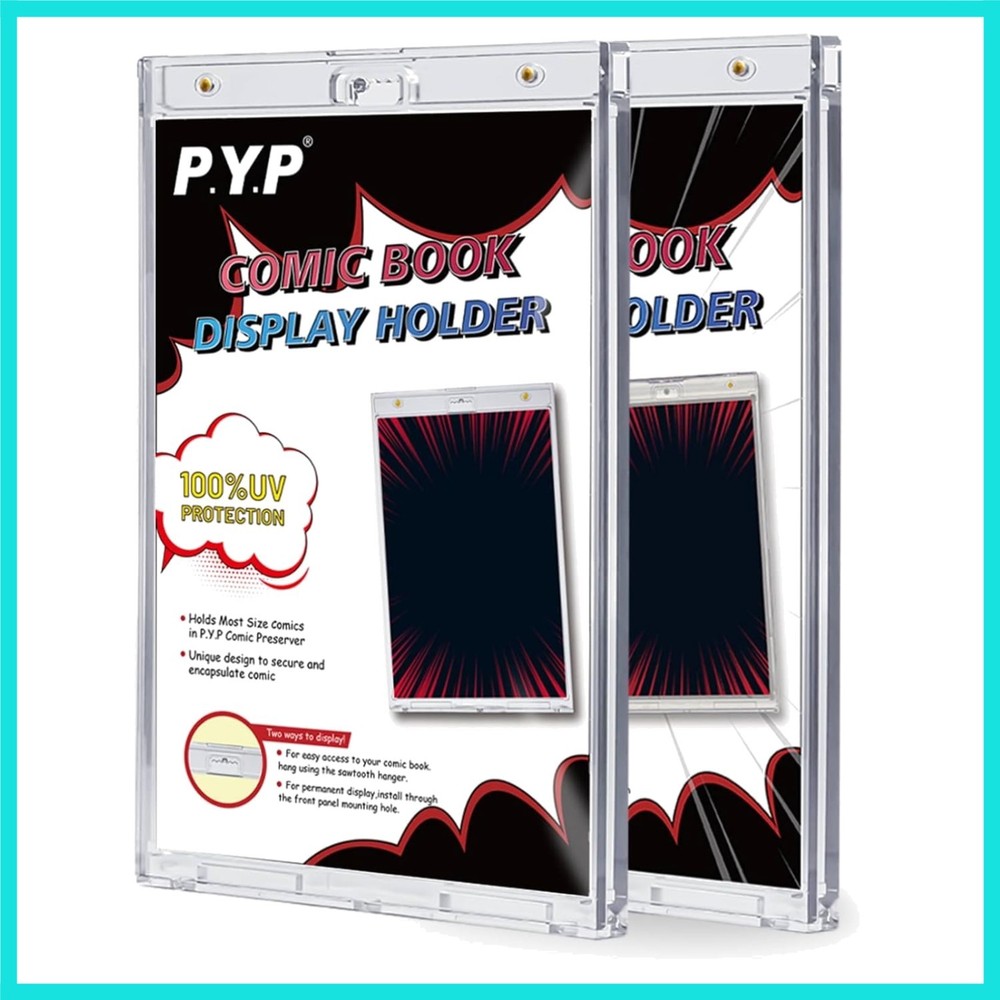 2ct Magnetic Comic-Book Display Cases - Crystal Clear One Touch Comic Book Ho...