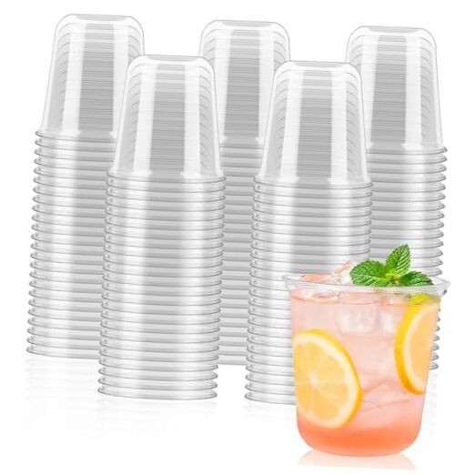 Pcs Round Bottom Plastic Cups 12 oz Disposable Stemless Wine Glasses 50