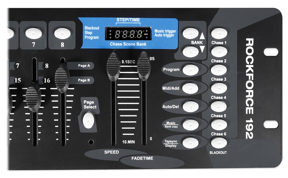 Rockville 192-Channel DMX Controller+Lighting Transmitter+Receiver+4 Par Lights