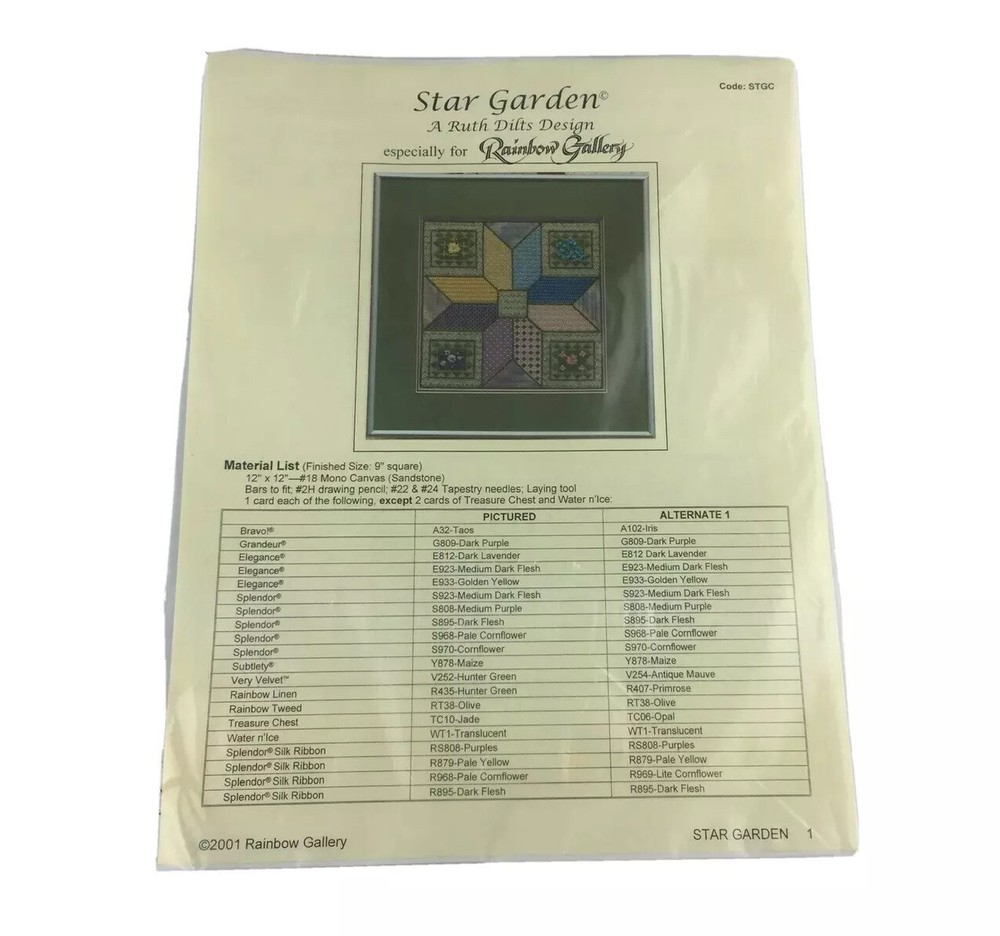 Star Garden Needlepoint Pattern By Ruth Dilts Rainbow Gallery Specialty Stitch