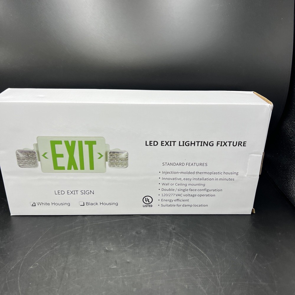Green LED Exit Sign Emergency Light Adjustable Lamps Exit Combo UL listed 6 Pack