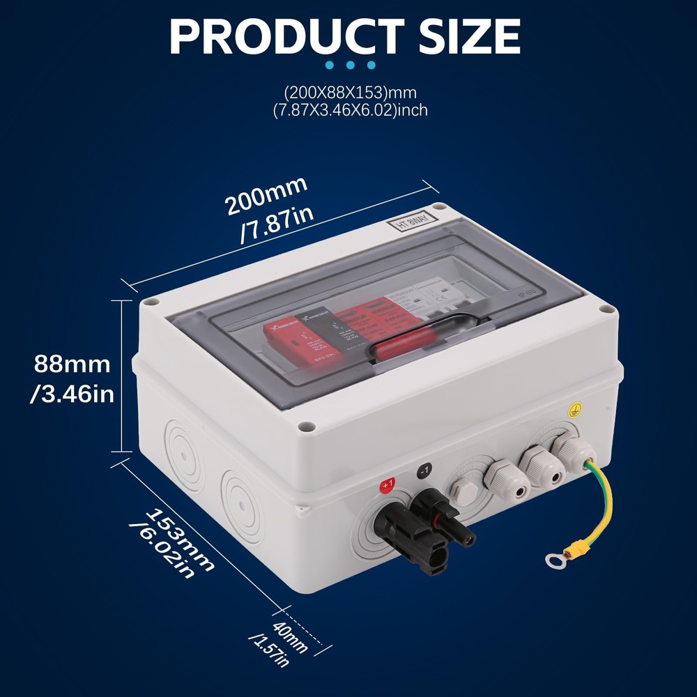 600V Solar DC PV Combiner Box for Solar Panel,1 String with Lightning Arreste...