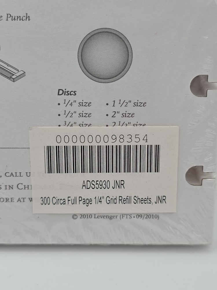 Levenger Junior Size Full Page Grid Refill Sheets For Circa Notebook Open Pack
