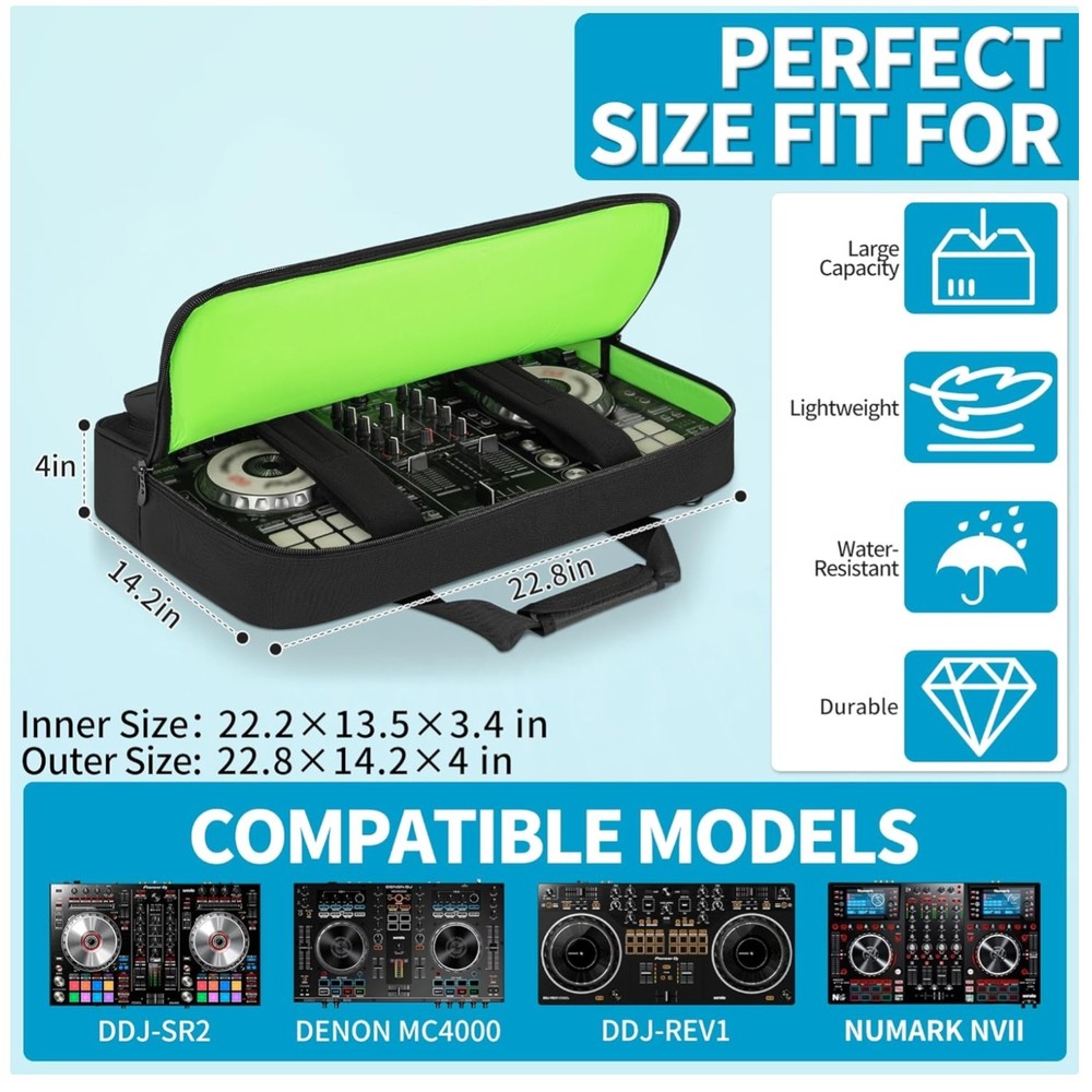 Lightweight DJ Controller Case with Adjustable Strap