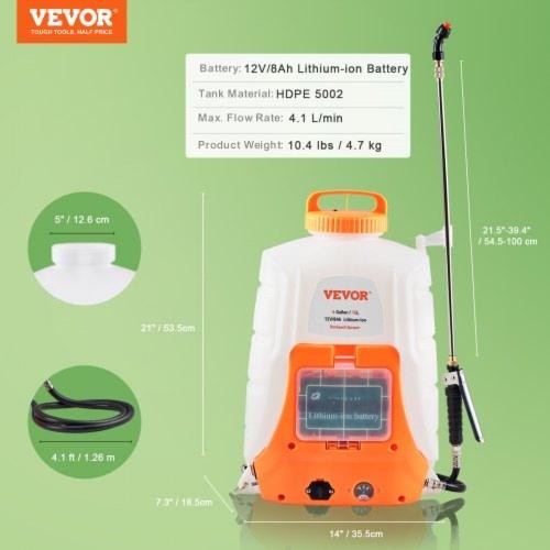 Battery Powered Backpack Sprayer 090 PSI Adjustable Pressure 4 Gallon